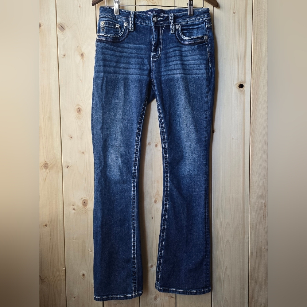 Miss Me Dark Blue Mid Rise Boot Denim Jeans 28X32